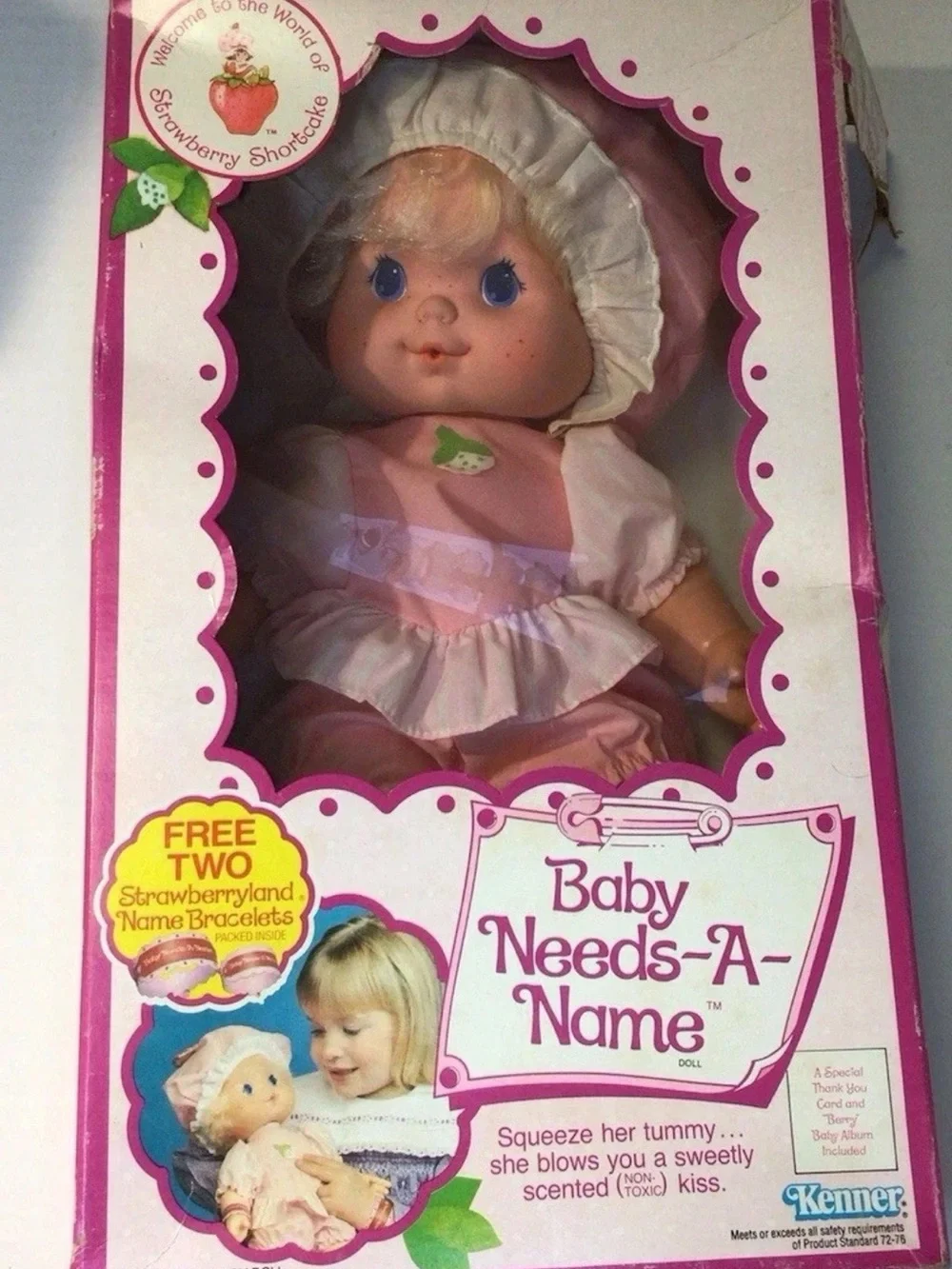 Baby Needs-A-Name Pink Baby Doll by Kenner Vintage Strawberry Shortcake